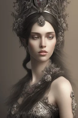 full Closeup portrait of a black horse wearing crown of flowers, smooth soft skin, soft lighting, detailed face, concept art, digital painting, looking into camera, hyper realistic with fine details