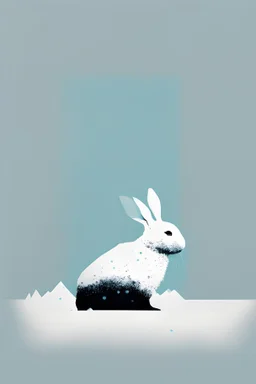 abstract art minimal polar rabbit with snow