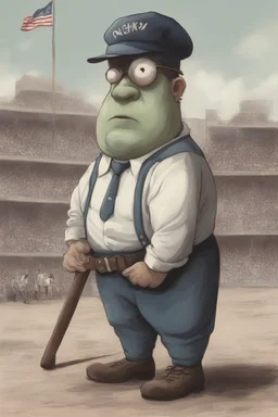 large cartoon cyclops in an umpire uniform