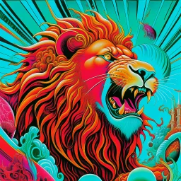 as valiant as the lion, churlish as the bear, neo surrealism, by Gerald Scarfe, hypersurreal fantastical detailed 3D artwork, deep color, intricate detail, splash screen, complementary colors, trending on DeviantArt