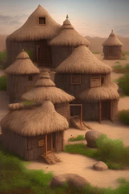 Mud houses in the desert