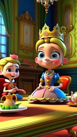 Meeting with royal friends and inviting them to the event, cartoon,3D