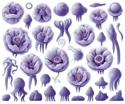 Vector anemone set illustration. Watercolor white backdrop