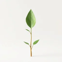 concept art of low poly stylized alien dry single leaf plant on a plain neutral background.