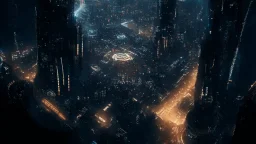 dark cyberpunk city from above the sky, comic style