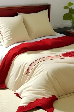 Beige red embroidery bed duvet