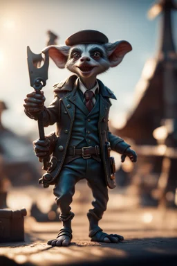 pen outline, gremlin alien badger sheriff wielding colts standing under the gallow ,bokeh like f/0.8, tilt-shift lens 8k, high detail, smooth render, down-light, unreal engine, prize winning