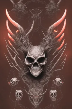 a devil's skull with circuitry for horns