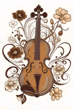 logo que represente elegancia, SOLO 1 violín, partituras, flores y con las iniciales J y C