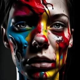 rostro humano con sangre de muchos colores
