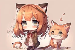 cute chibi girl as a cat