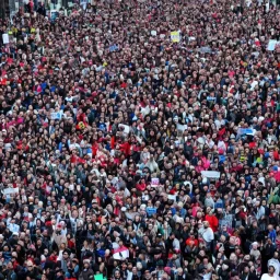 one future citizen speaking to massive crowd