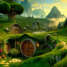 Epic Drawing of scenery of The Hobbit estilo Van Gogh 4k