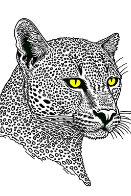 A black-and-white outlined drawing of cheetah for kid's colouring books