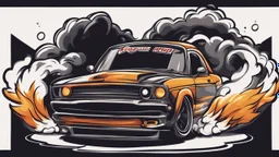 Cartoon drifting car burnout logo