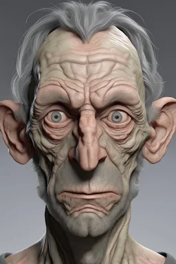 ,make a ugly human but very realistic with normal ears