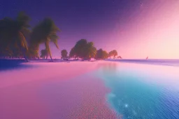 Maldive beach, shore ,shoreline, beautiful, path, stars, night time ,trail, lights glowing ,colorful ,nightsky, water, peace, magical,glowing gold sand, beautiful crystal shiny, irridescent, , ocean, hyperrealistic, cinematic lighting, particles, unreal engine, full of details, bright sunshine, light effect, photos realistique, vaporwave colorful, extremely sharp detail, finely,