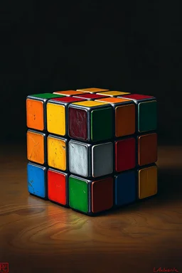 Rubik's cube in the style of rembrandt