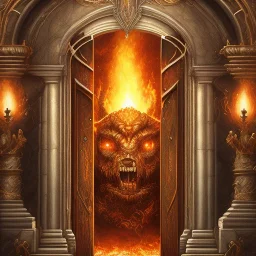 huge open detailed gate to fire hell