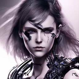 Style Yoji Shinkawa, cyberpunk, Danish Singer MØ face,