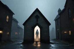 { "prompt": "A creepy, old church in the middle of a foggy, deserted town. The doors are ajar, and a pale, ghostly figure stands in the doorway, staring out into the fog. The atmosphere is dark and eerie, filled with a sense of foreboding.", "size": "1792x1024" }
