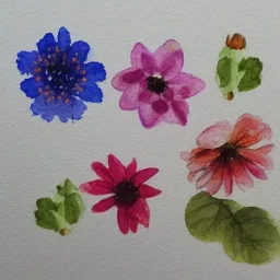 tiny watercolor of pressed flowers