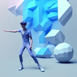 isometric clean art of a man, soft lighting, soft pastel gradients, high definition, 3d knife clay render, blender 3d