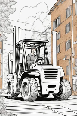 coloring page for kids, FORKLIFT, thick outline, low details, no shading, no color