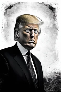 trump justinsun ethereum battle in the trenches seeing the future in the style of surrealism black and white