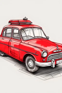 červeny kresleny taxik