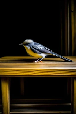 the bird under a table