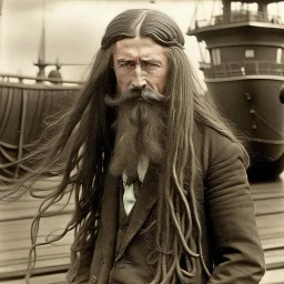 Crazy long hair cargo ships captain 1920s