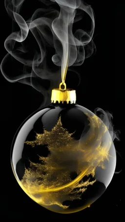 smoke art gold and black colours with shiny glass christmas bauble