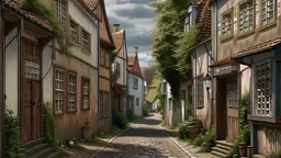 erstelle ein realistisches foto von einer kleinen nebenstraße in deutschland in einem dorf