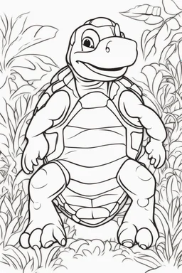 blank colouring book, white blank background, simple picture for toddlers, turtle pet, disney and pixar style