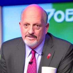 Jim Cramer looking sheepish, driving Toyota Prius