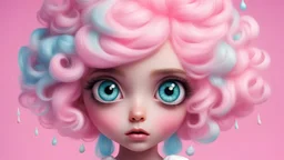 Icecream cotton Candy hair girl with big eyes