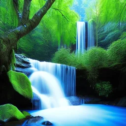 Waterfall spring blue silver water