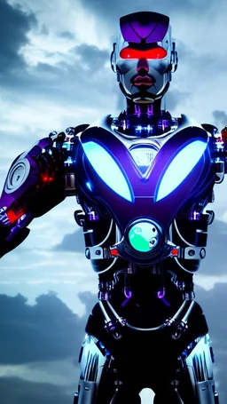 Super cyborg man nion purple Suspicion interested in-depth details HD 4K 8K