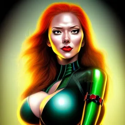 ultra detailed fullbody portrait of busty beautiful Black Widow, extremely detailed digital painting, intrincate, extremely detailed smiling face,crystal clear Big Green eyes, in the style of Ohrai Noriyoshi and robert e howard and pablo oliveira and Ken Kelley and Keith Parkinson,mystical colors,perfectly centered image, perfect composition, rim light, beautiful lighting,8k, stunning scene, raytracing