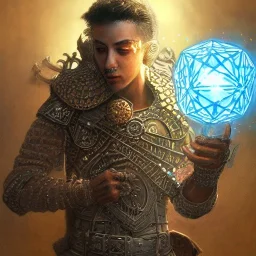 Insanely detailed photograph of a D&D chainmail warrior “male mariachi holding glowing D20” with intricate detailed Sombrero, intricate charo, hyperdetailed painting by Ismail Inceoglu Huang Guangjian and Dan Witz CGSociety ZBrush Central fantasy art album cover art,8K, hdr, mysterious, flickeringlights ,Stoic