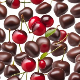 macro photo two stunning cherry Chocolate bonbon together big red cherry, cherry, white background intricate detailed, sharp focus, macro photography, photorealistic concept art, perfect light, studio photo, food photo, award winning photograph, perfect composition Professional photography, bokeh, natural lighting, canon lens, shot on dslr 64 megapixels sharp focus