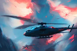 concept art by jama jurabaev, cinematic shot, trending on artstation, high quality, brush stroke, hyperspace, vibrant colors, helicopter