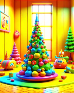 coloring pages: A whimsical Pixar 3D rendition of Traditional decorated Christmas trees coloring pages, featuring vibrant and playful colors, inspired by the creativity of Pixar, where the scene showcases animated characters coloring the trees with infectious enthusiasm, under bright, cheerful lighting, and an atmosphere filled with childlike wonder. --v 5 --stylize 1000