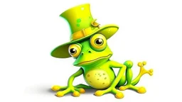 fantasy illustration a funny green frog wears a yellow hat