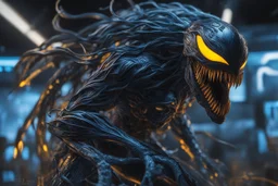 Huge symbiote in 8k solo leveling shadow drawing, exodia model, neon blue lights, Chaos sea, intricate details, highly detailed, high details, detailed portrait, masterpiece,ultra detailed, ultra quality