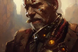 crooked and broken old man in a steampunk mechanical suit portrait dnd, painting by gaston bussiere, craig mullins, greg rutkowski, yoji shinkawa