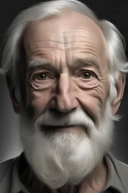 75 years old man with grey beard around his mouth and very little grey hear on his head, very pretty man, white man.
