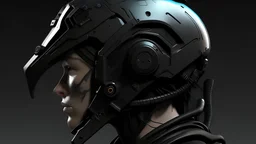 Hard cyberpunk warrior helmet profile
