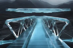 a futuristic glass bridge made of glass by architect "Science-Fiction"